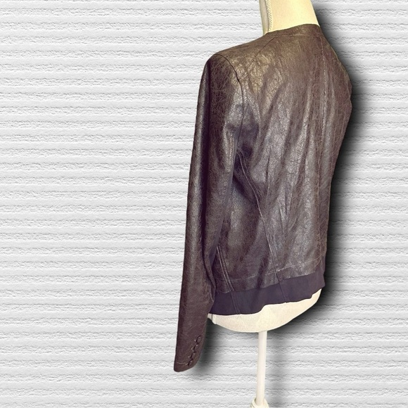 Lysse Black ‘Origami’ 2 Layer Lapel Open Front Vegan Leather Jacket Size XS - Picture 8 of 16